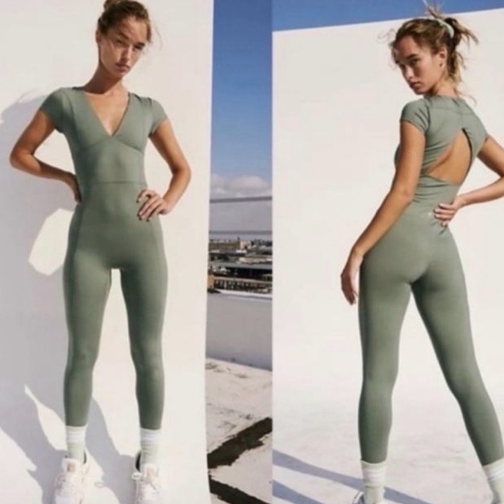 Free People New Wave Olive Ash Green Onesie NWT Size XS